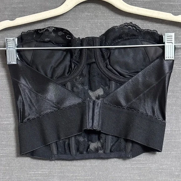 Vintage‎ y2k Victorias Secret Bustier 34A Black Lace Corset Top Sheer Lace Sexy